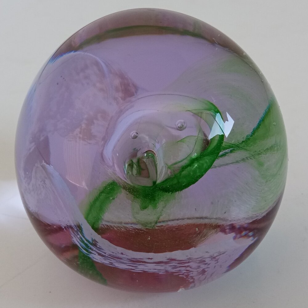 Vintage '70s CAITHNESS Scotland Moon Crystal Glass Paperweight---Round